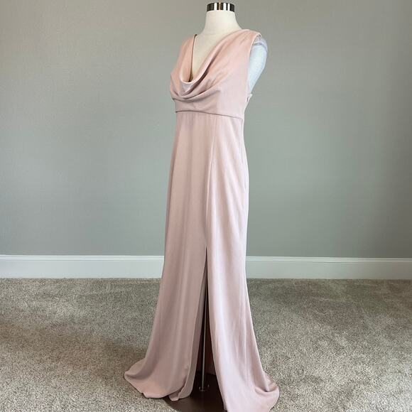 Adrianna Papell Backless Evening Gown Pink Size 10 Sleeveless Cowl Neck A-Line - Picture 4 of 12